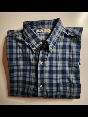 Cactus Men’s Blue Plaid Button-Down Shirt